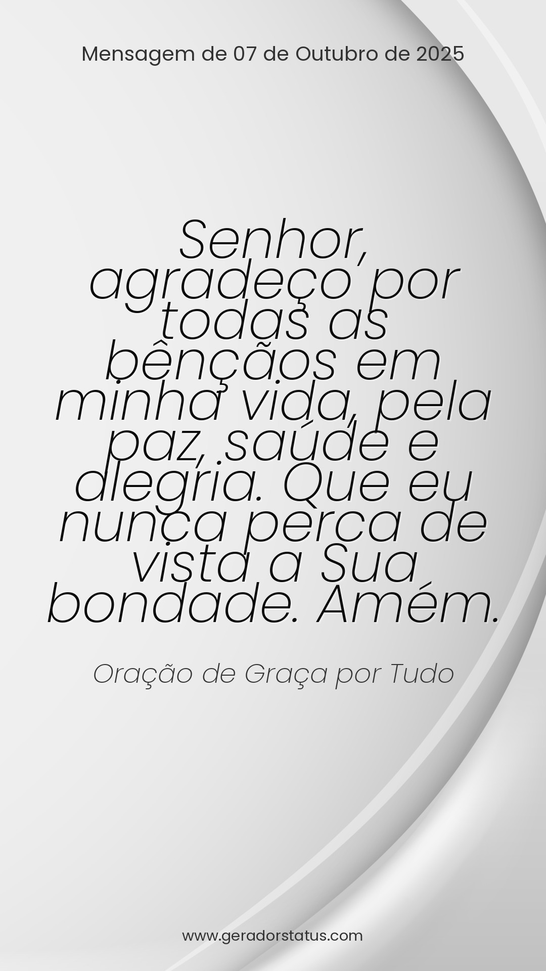 Status do dia: Oração Cristã